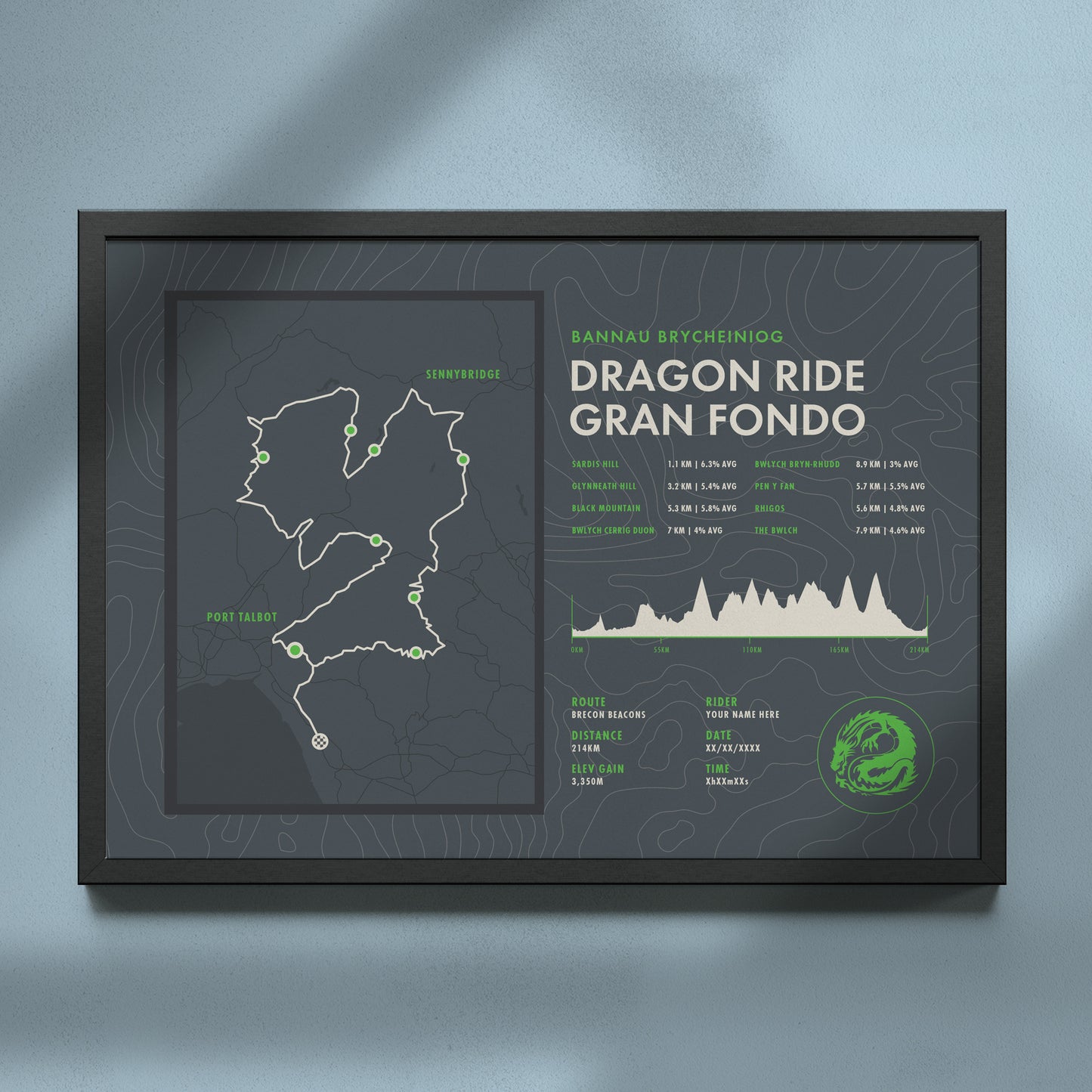 Dragon Ride Sportive - Personalised Gran Fondo Cycling Wall Art