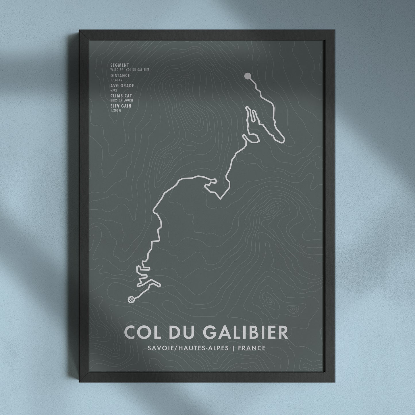 Col du Galibier Cycling Art Print - Personalised Route Map Poster