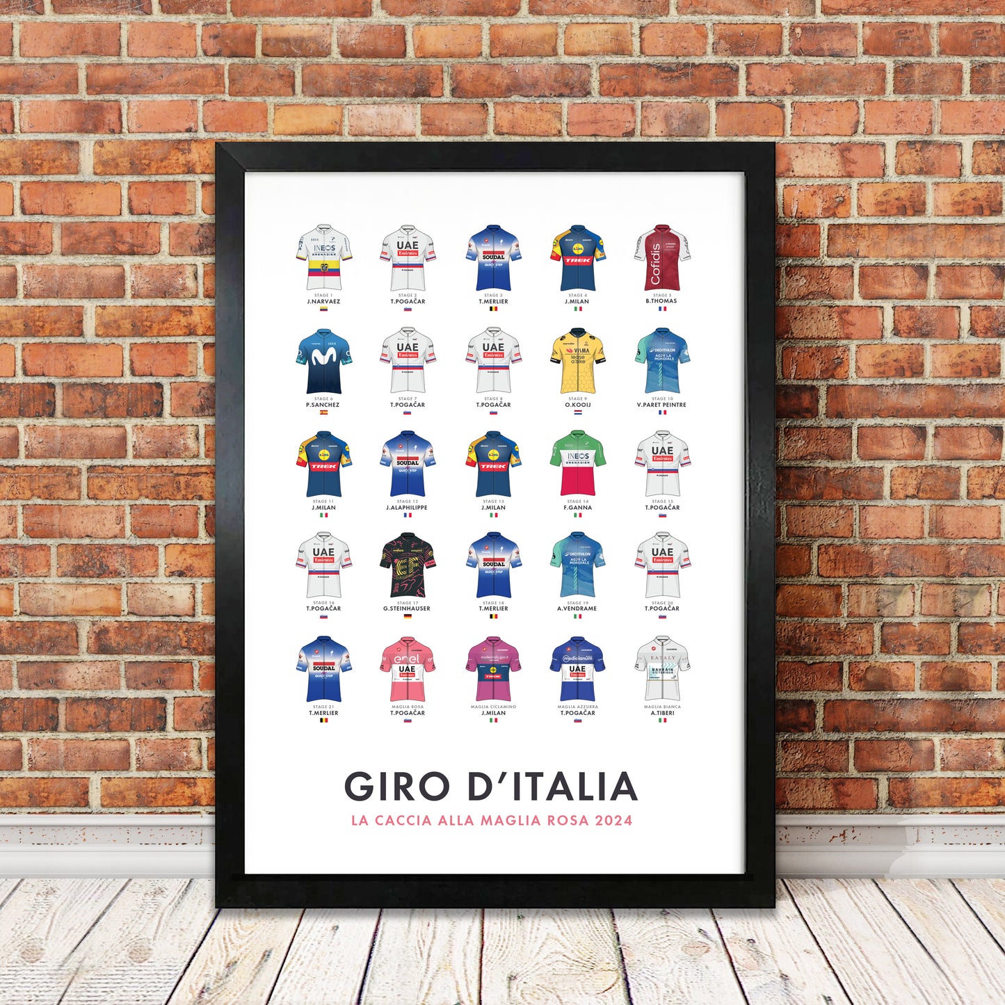 Giro d’Italia Art Print - Cycling Poster ‘Hunt for the Pink Jersey’