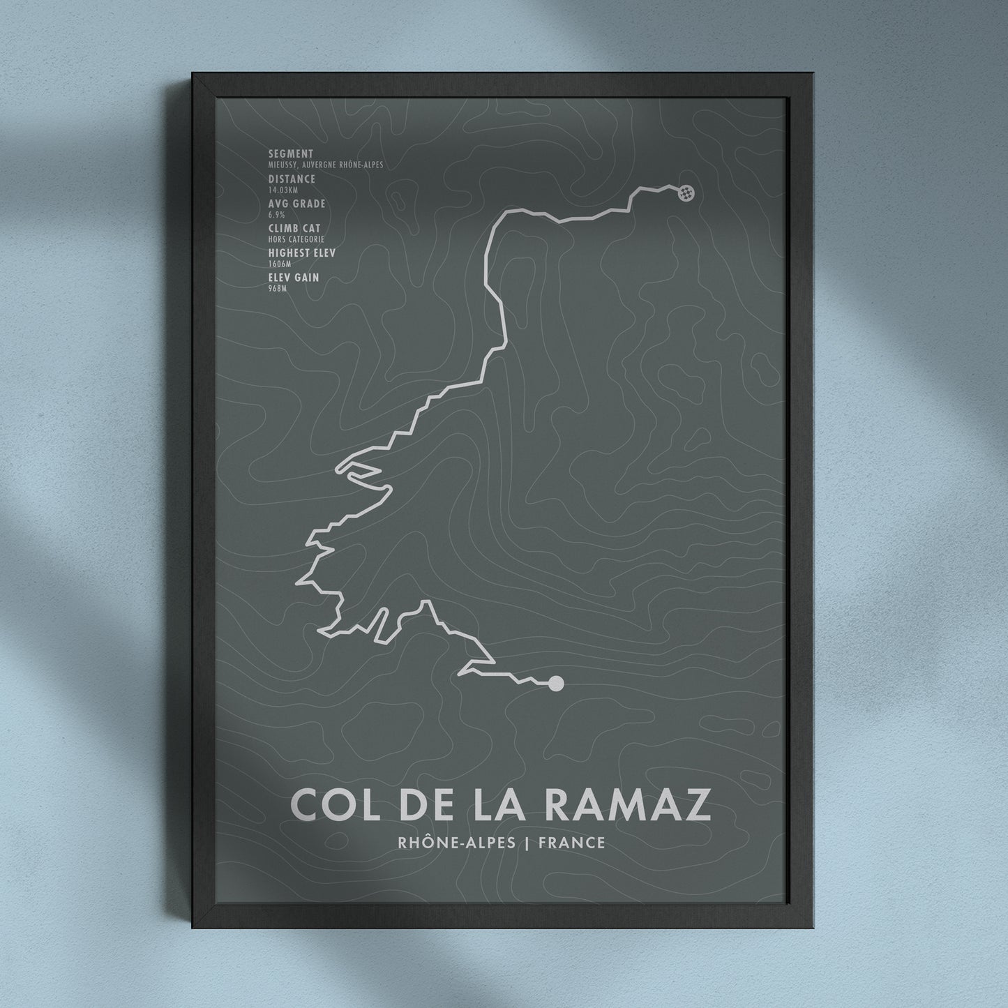Col de La Ramaz Cycling Art Print - Personalised Route Map Poster