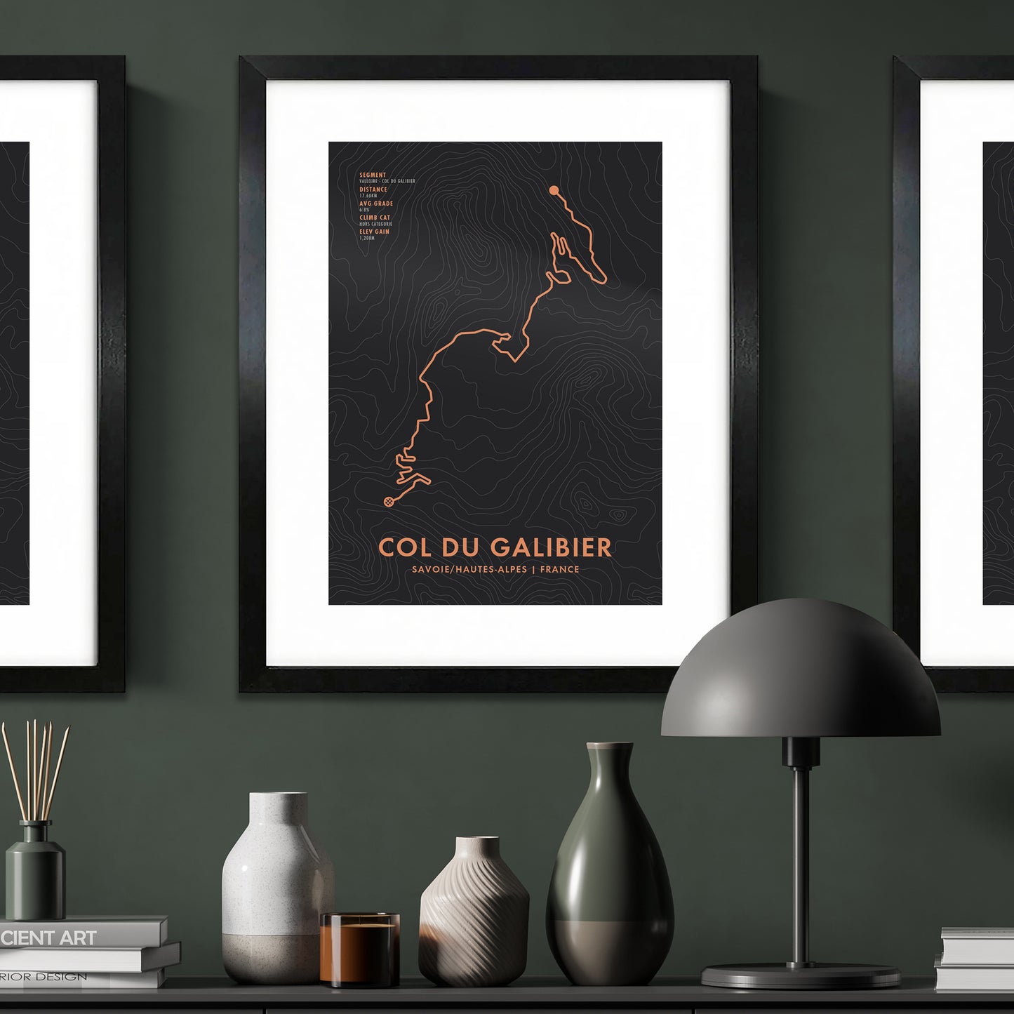 Col du Galibier Cycling Art Print - Personalised Route Map Poster