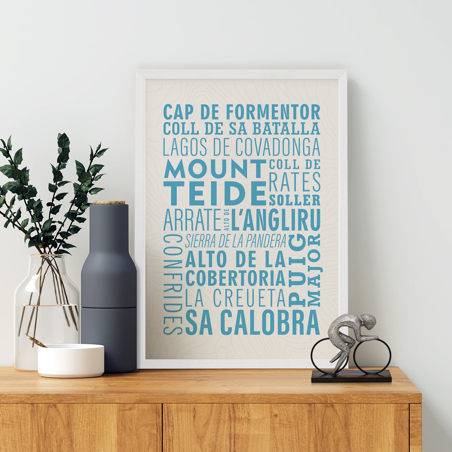 Spanish Cycling Climbs Typographic Poster - Vuelta a Espana Wall Art