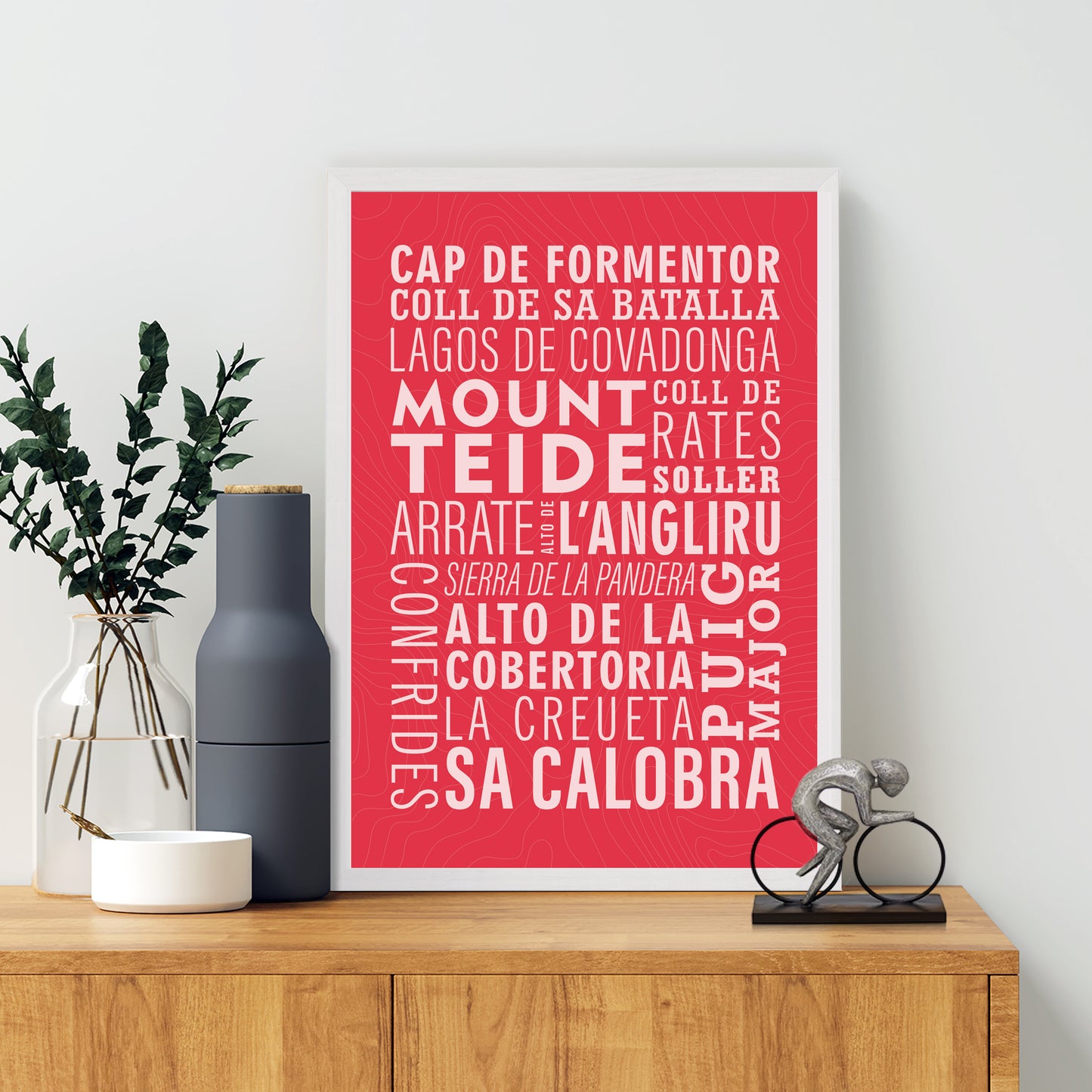 Spanish Cycling Climbs Typographic Poster - Vuelta a Espana Wall Art