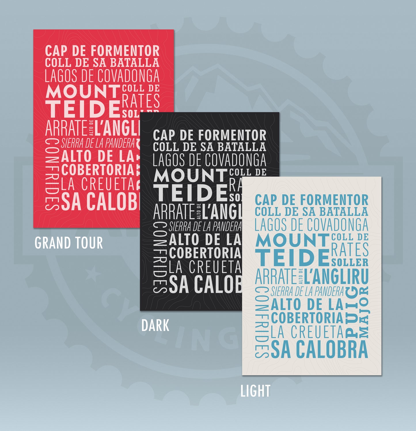 Spanish Cycling Climbs Typographic Poster - Vuelta a Espana Wall Art
