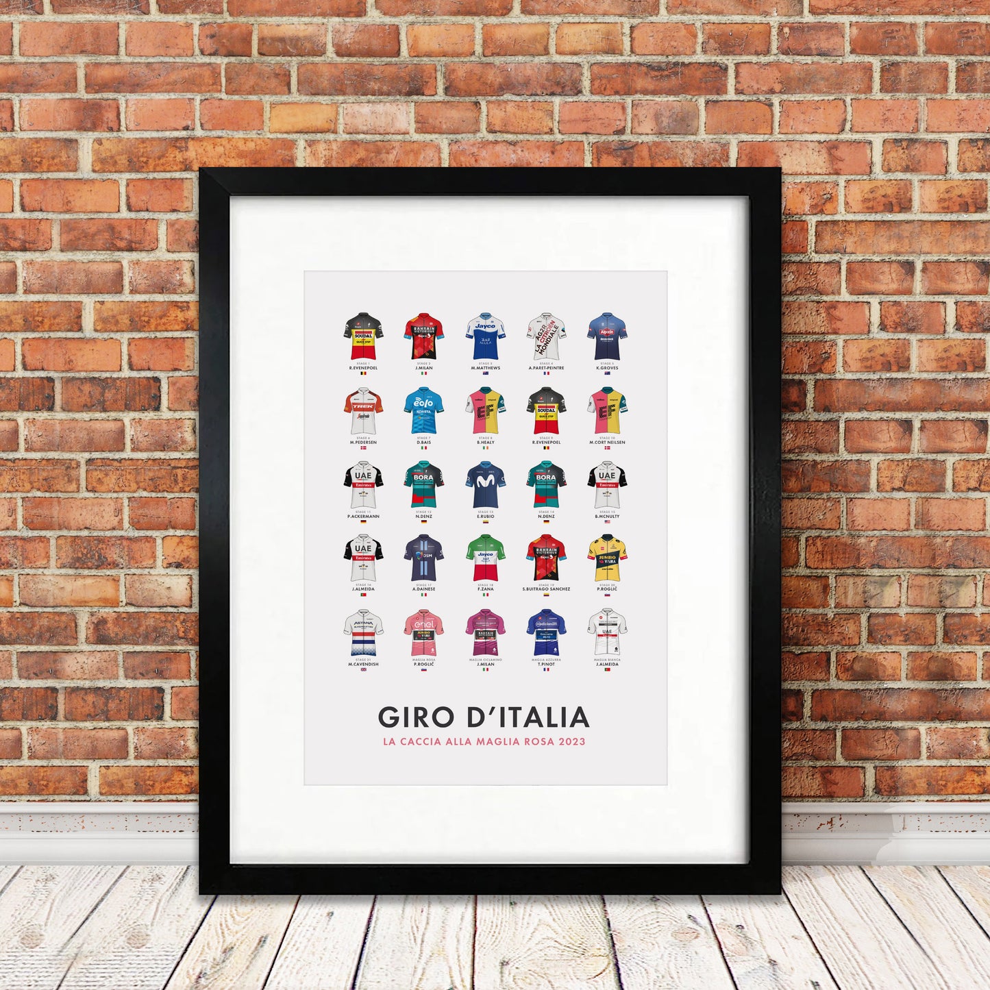 Giro d’Italia Art Print - Cycling Poster ‘Hunt for the Pink Jersey’