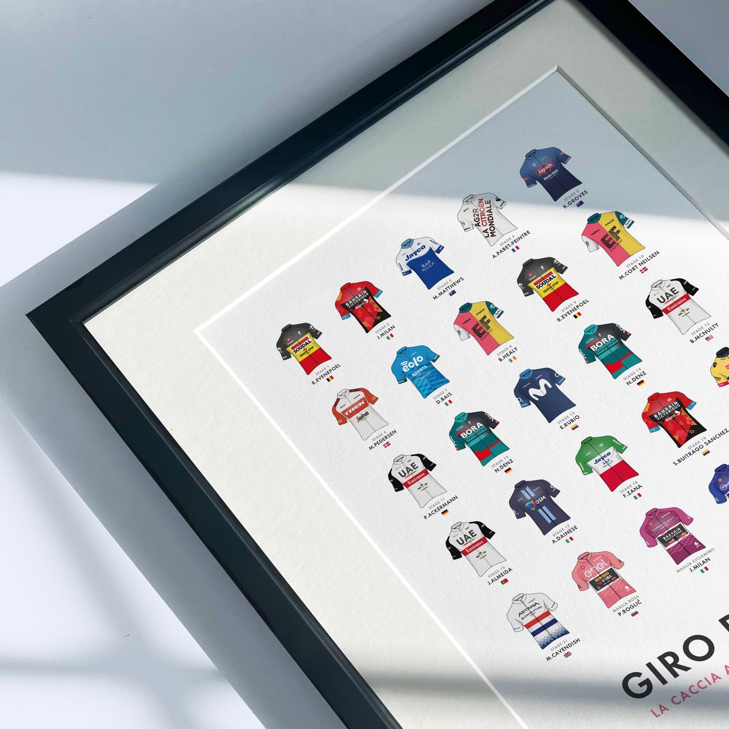 Giro d’Italia Art Print - Cycling Poster ‘Hunt for the Pink Jersey’