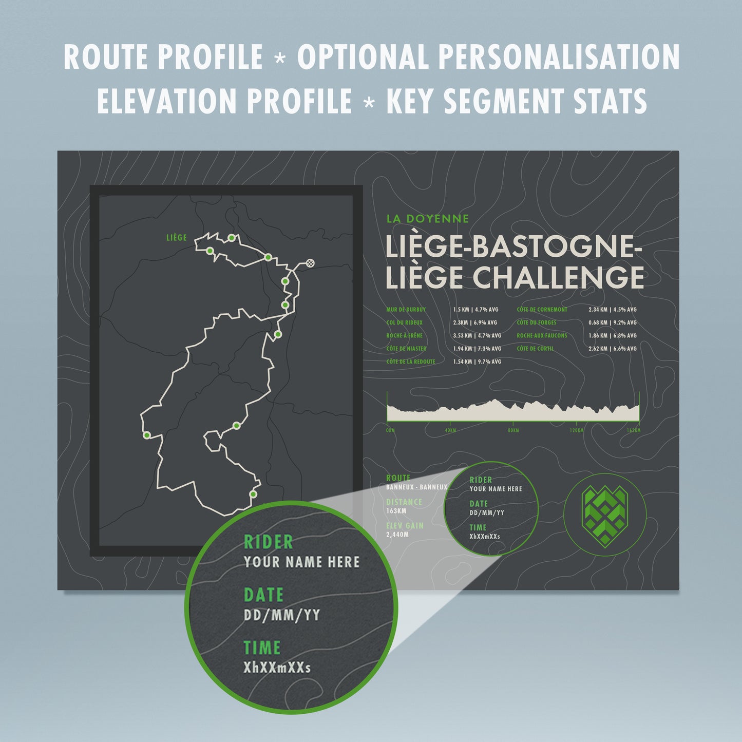 Liège-Bastogne-Liège Challenge - La Doyenne Personalised Route Map