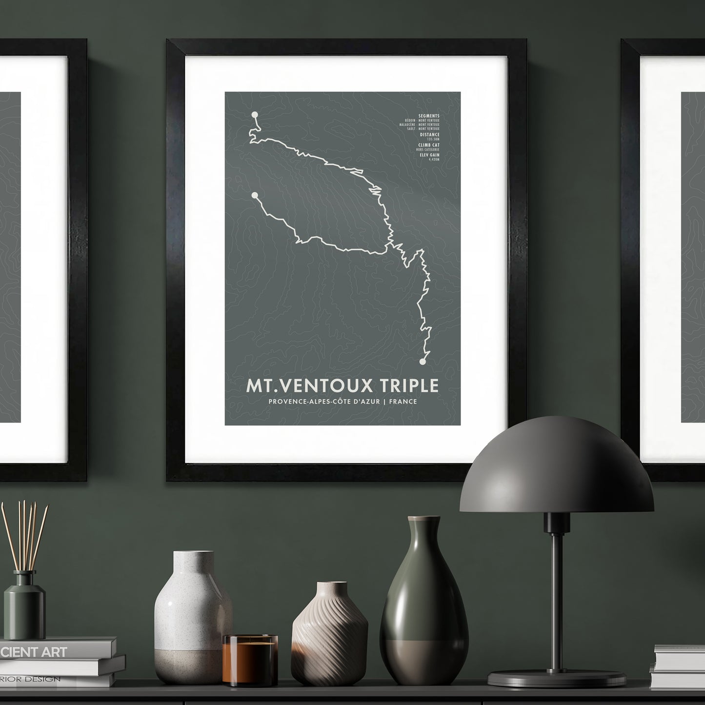 Mont Ventoux Triple - Personalised Cycling Route Map Print - Bicycle Wall Art