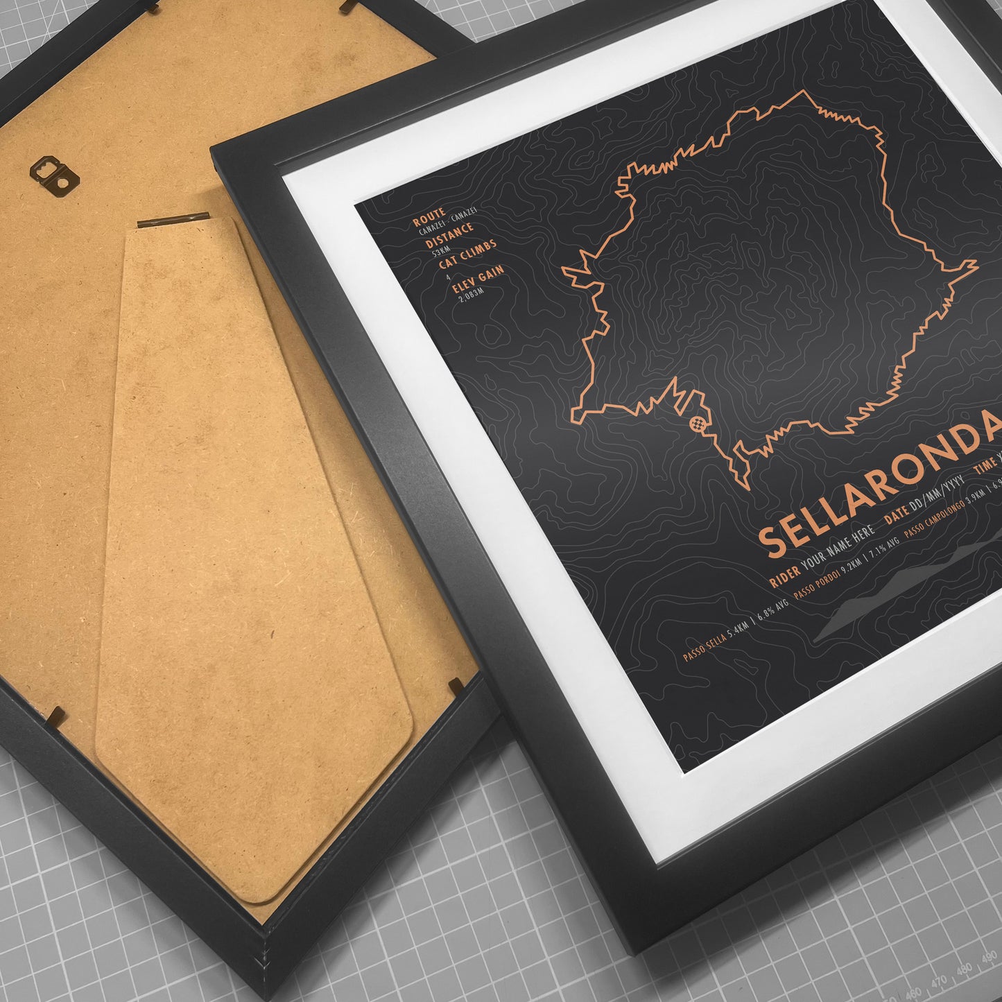 Sellaronda Bikeday - Cycling Route Map Print - Personalisation Options