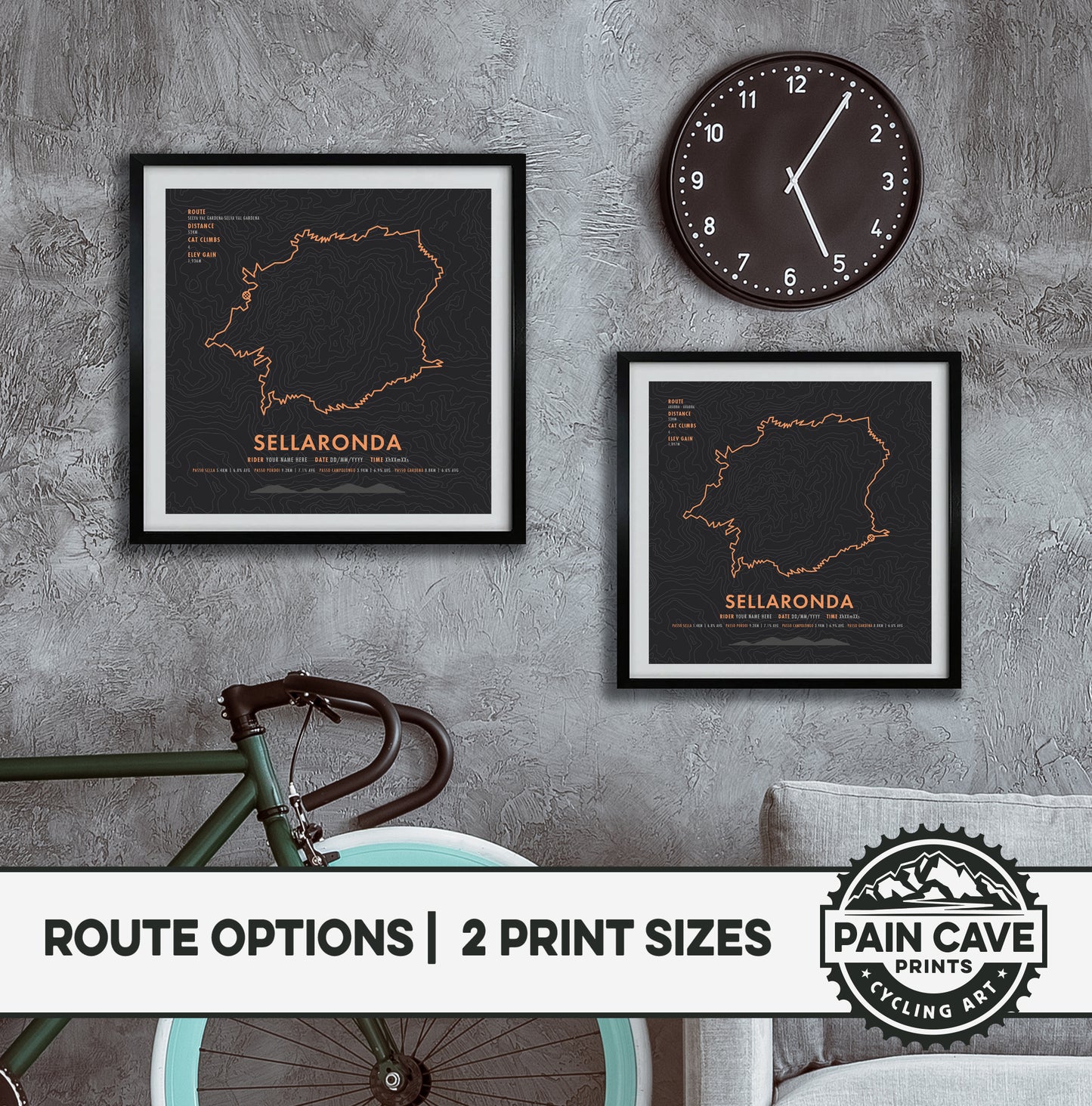Sellaronda Bikeday - Cycling Route Map Print - Personalisation Options