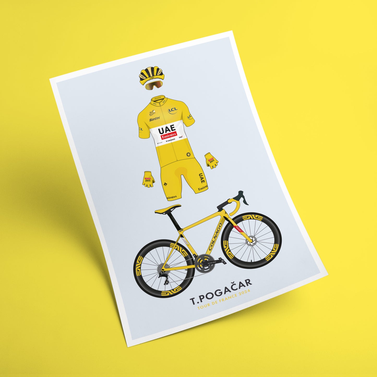 Tadej Pogacar - Tour de France Edition - Cycling Art Print lllustration