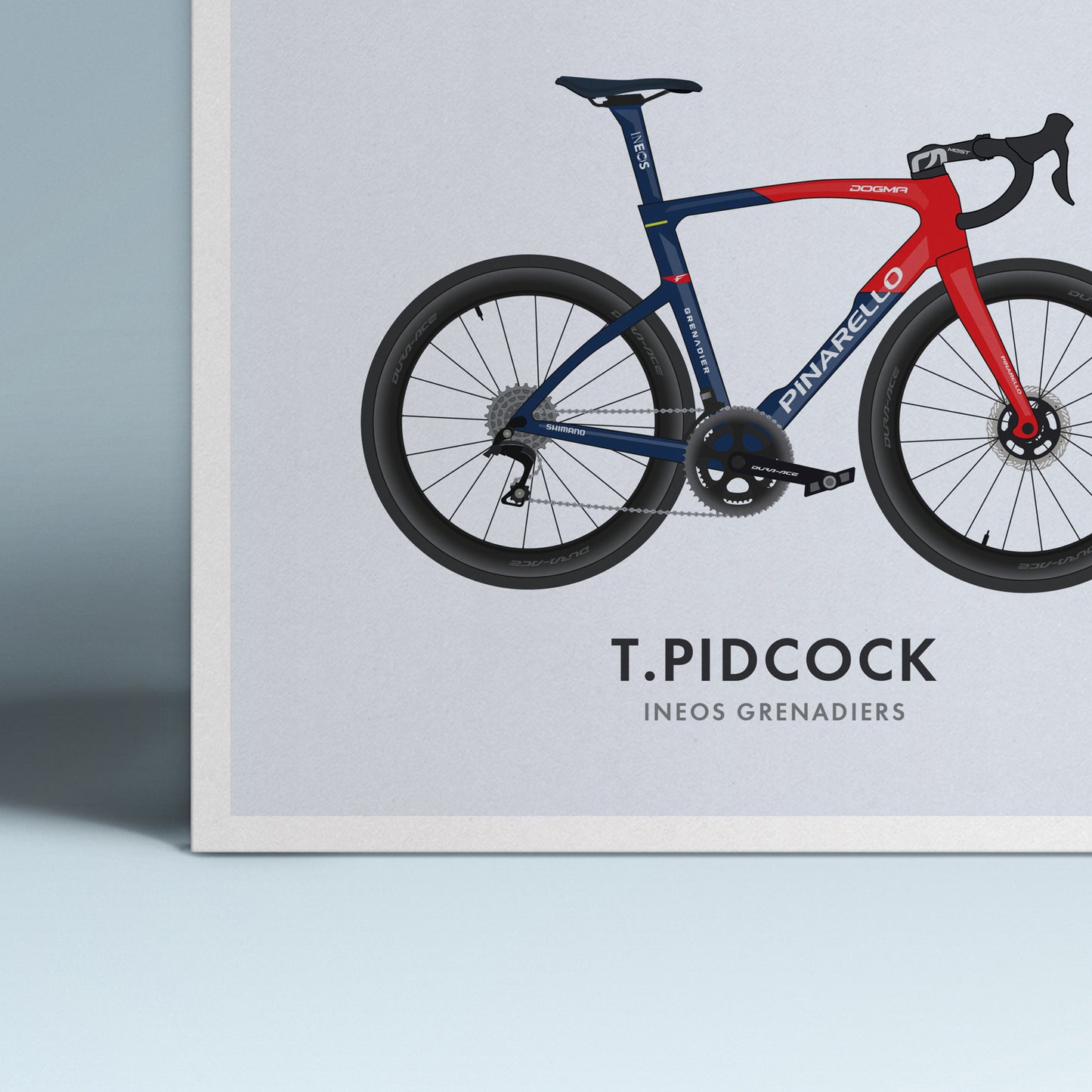 Tom Pidcock Cycling Art Print -Jersey & Bicycle Illustration