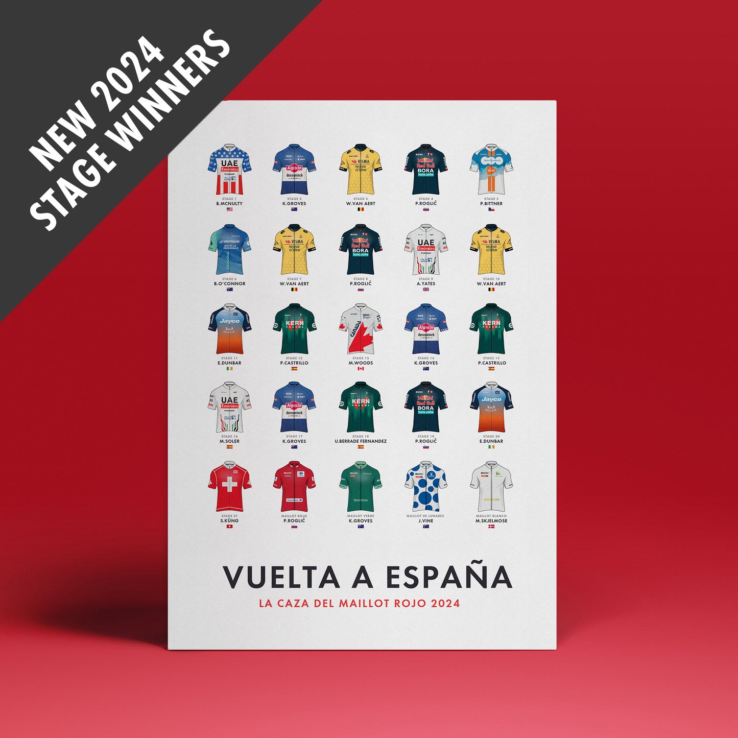 La Vuelta a Espana d’Italia Art Print - Cycling Poster ‘Hunt for the Red Jersey’