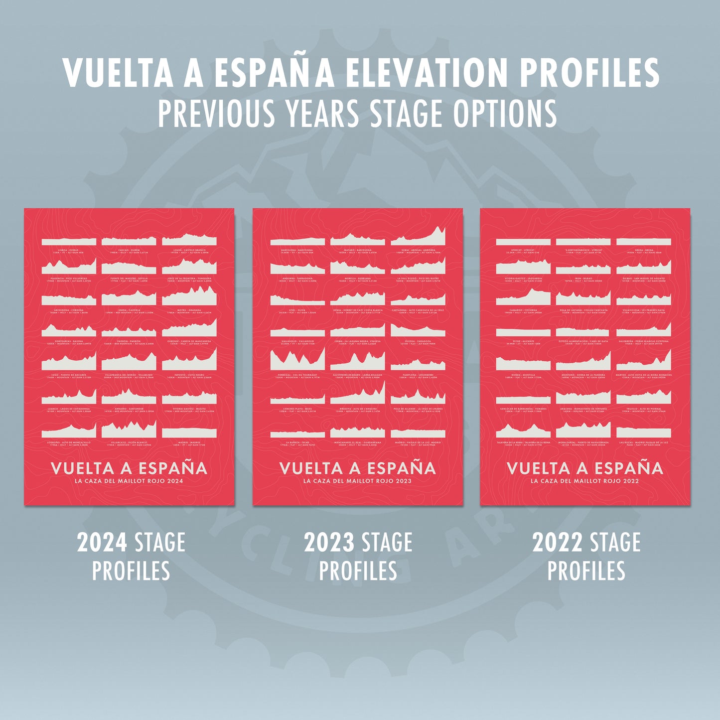 Vuelta a España Poster - Stage Route Elevation Profiles Art Print
