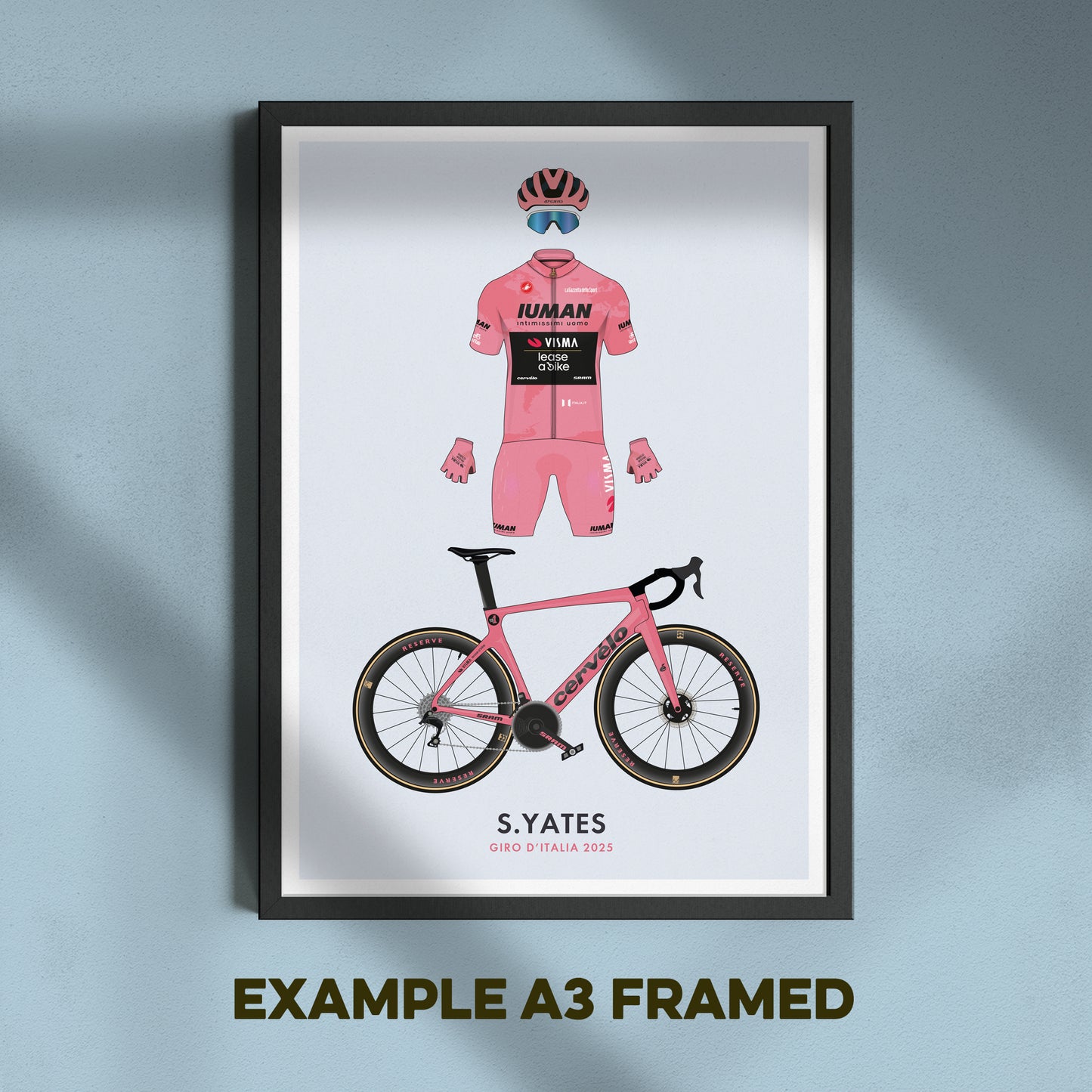 Simon Yates - Giro Edition - Cycling Art Print - Jersey & Bicycle Illustration