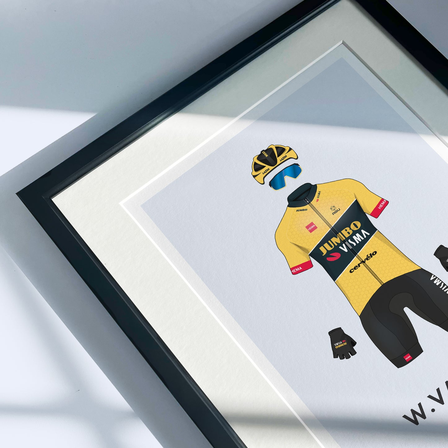 Primoz Roglic Cycling Art Print - Jersey & Bicycle Illustration