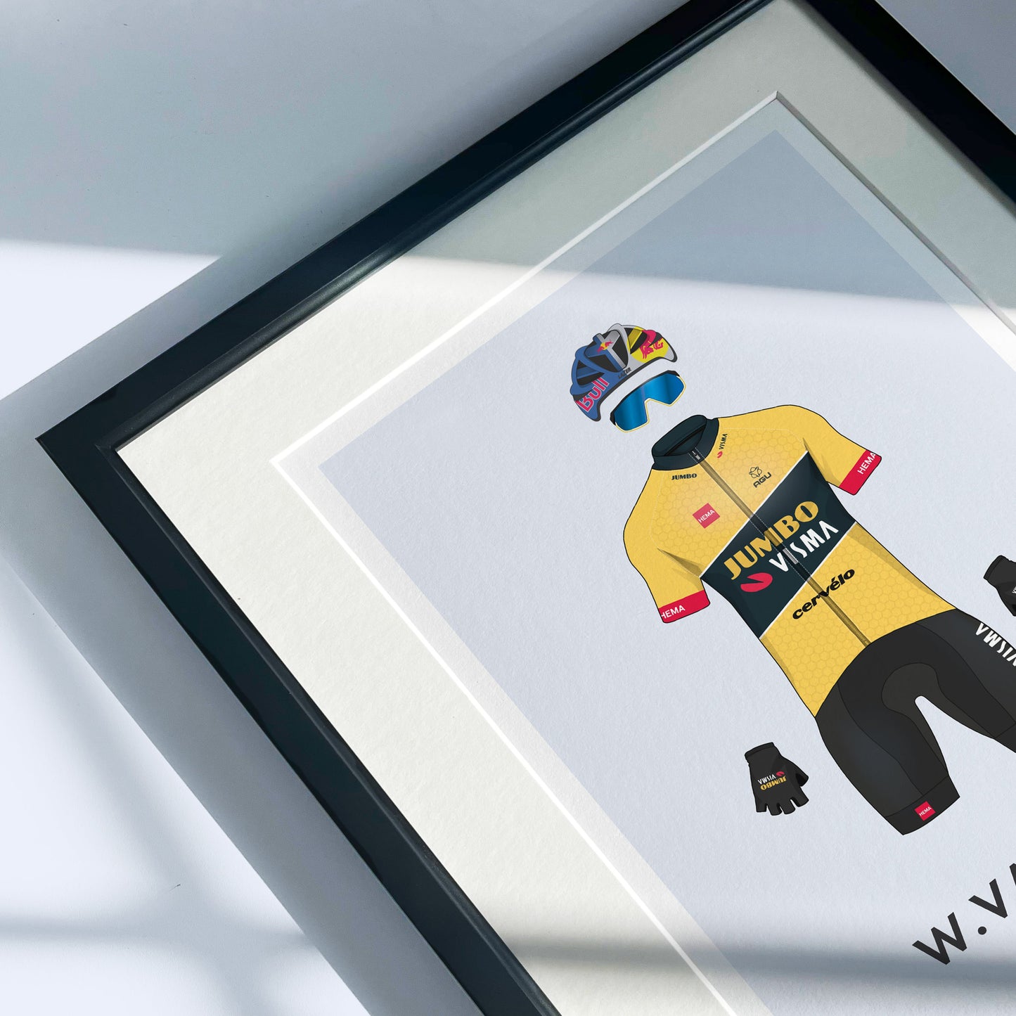 Wout Van Aert Cycling Art Print -Jersey & Bicycle Illustration