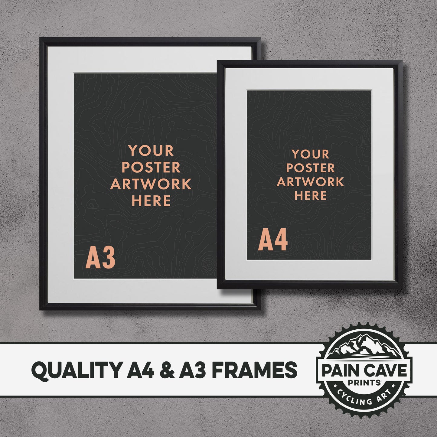 Quality A3 & A4 frames for Pain Cave Prints Posters - Bicycle Wall Art