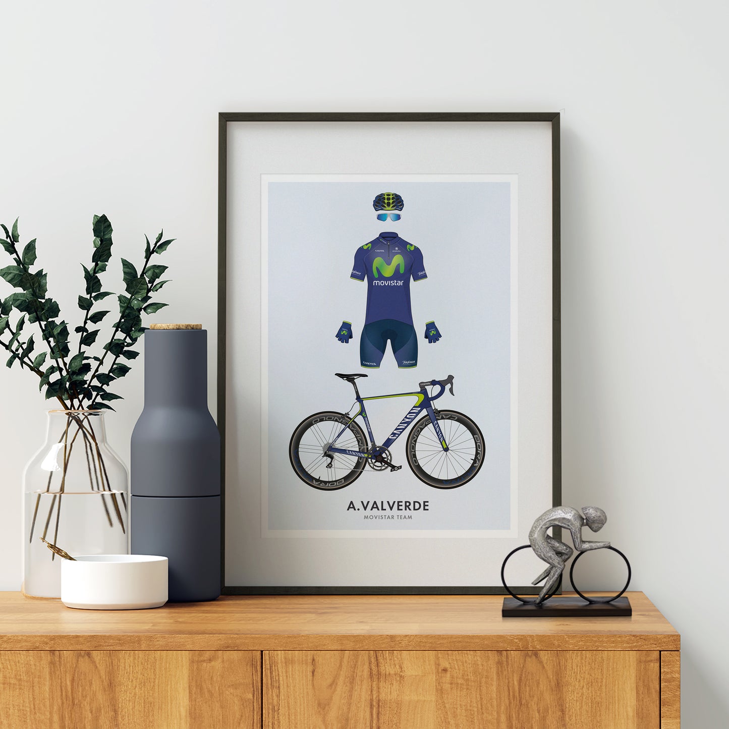 Alejandro Valverde Cycling Art Print -Jersey & Bicycle Illustration