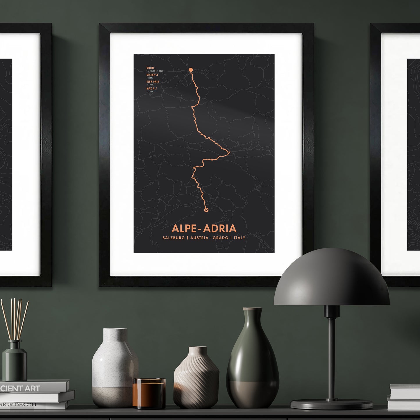 Alpe-Adria Cycle Path Art Print: - Personalised Route Map Poster