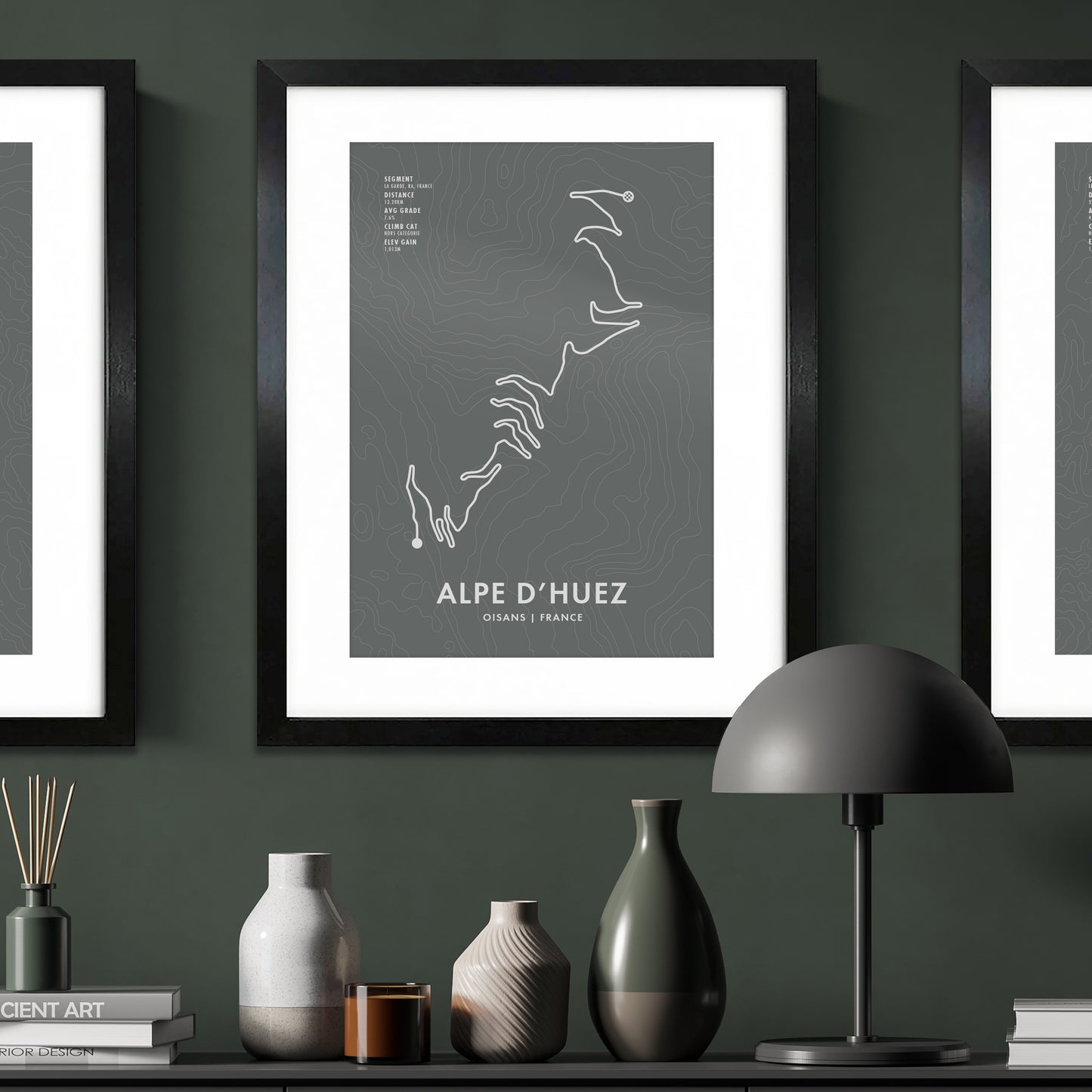 Alpe d'Huez Cycling Art Print - Route Map Poster - Personalise Options