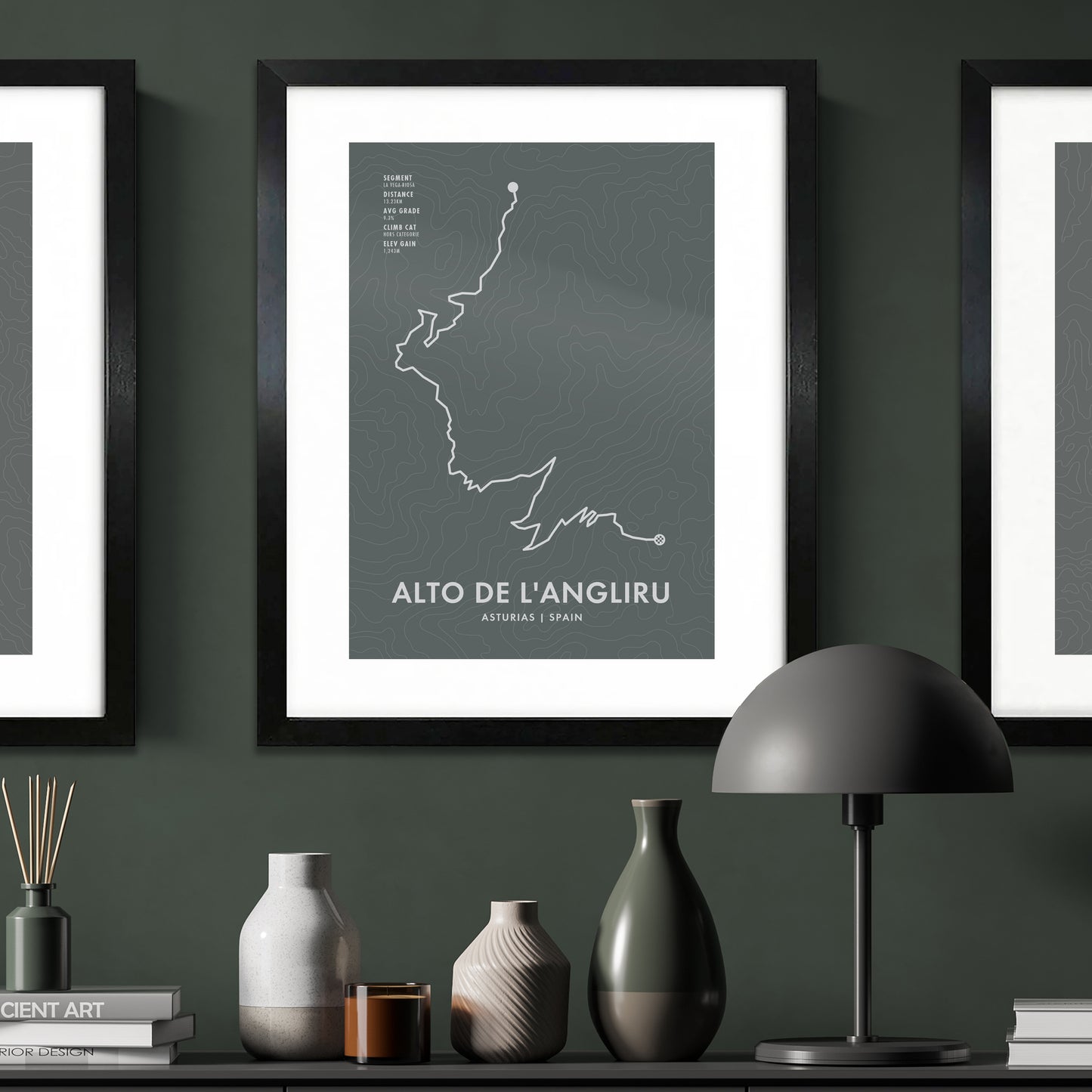 Alto de L'Angliru Cycling Art Print - Route Map Poster - Personalise Options