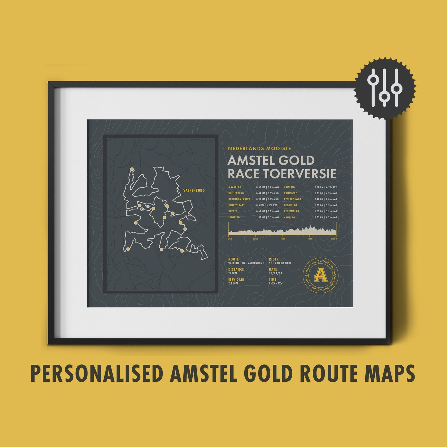 Amstel Gold Race Sportive - Personalised Commemorative Route Map