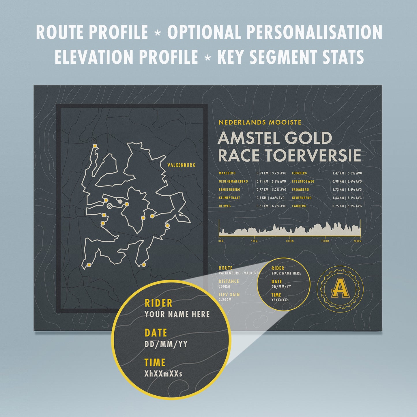 Amstel Gold Race Sportive - Personalised Commemorative Route Map