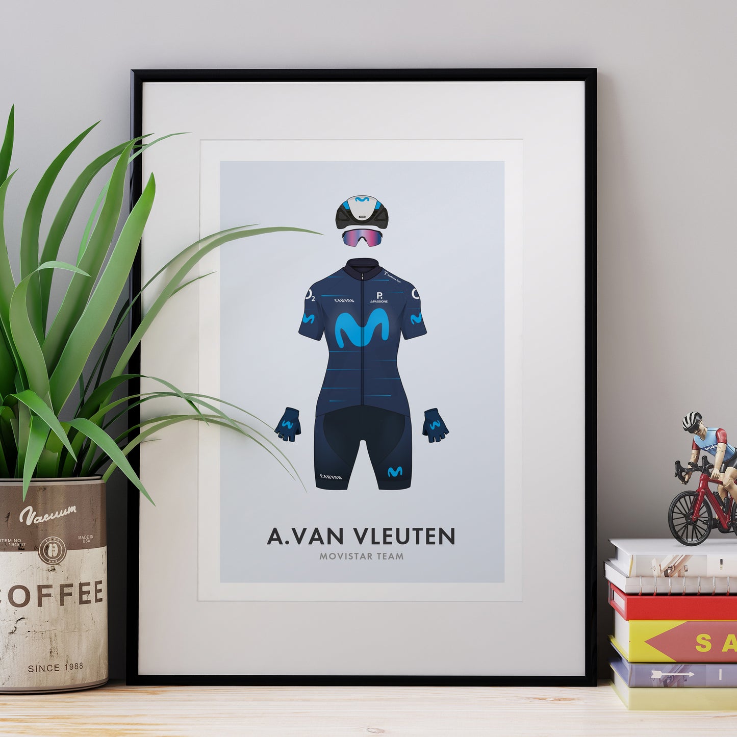 Annemiek van Vleuten Cycling Art Print -Jersey & Bicycle Illustration