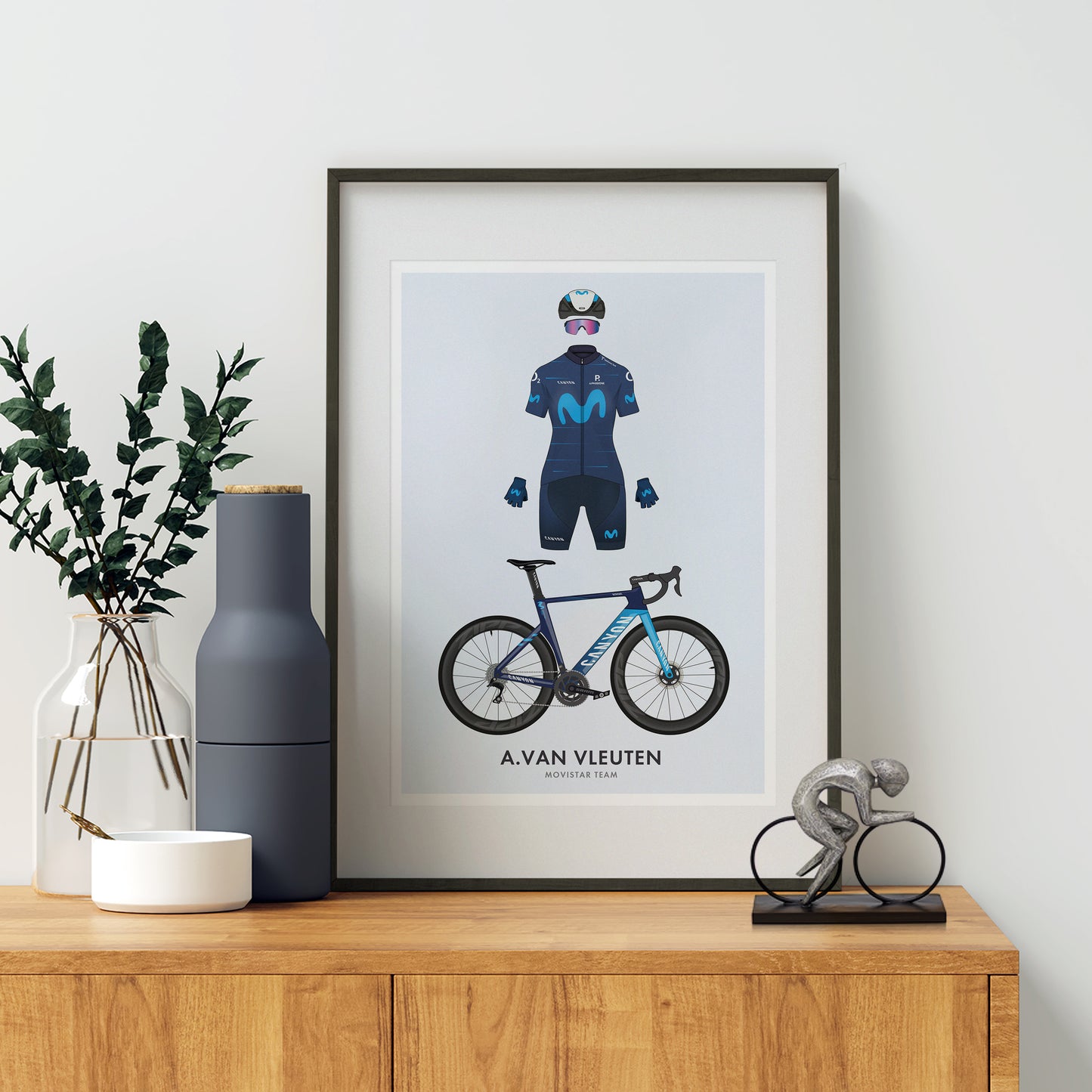 Annemiek van Vleuten Cycling Art Print -Jersey & Bicycle Illustration