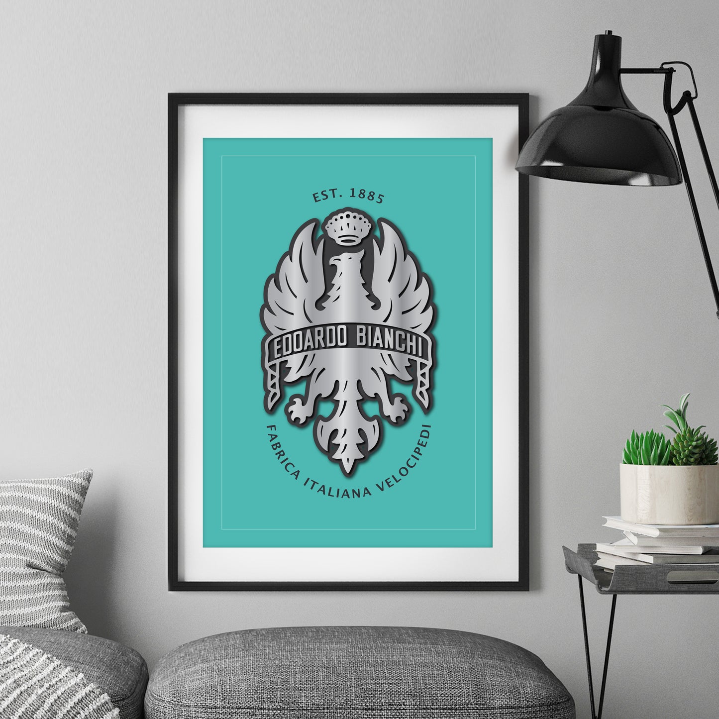 Bianchi Vintage Cycling Head Badge Retro Cycling Art Print Poster