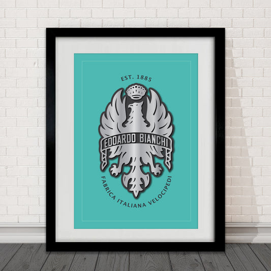 Bianchi Vintage Cycling Head Badge Retro Cycling Art Print Poster