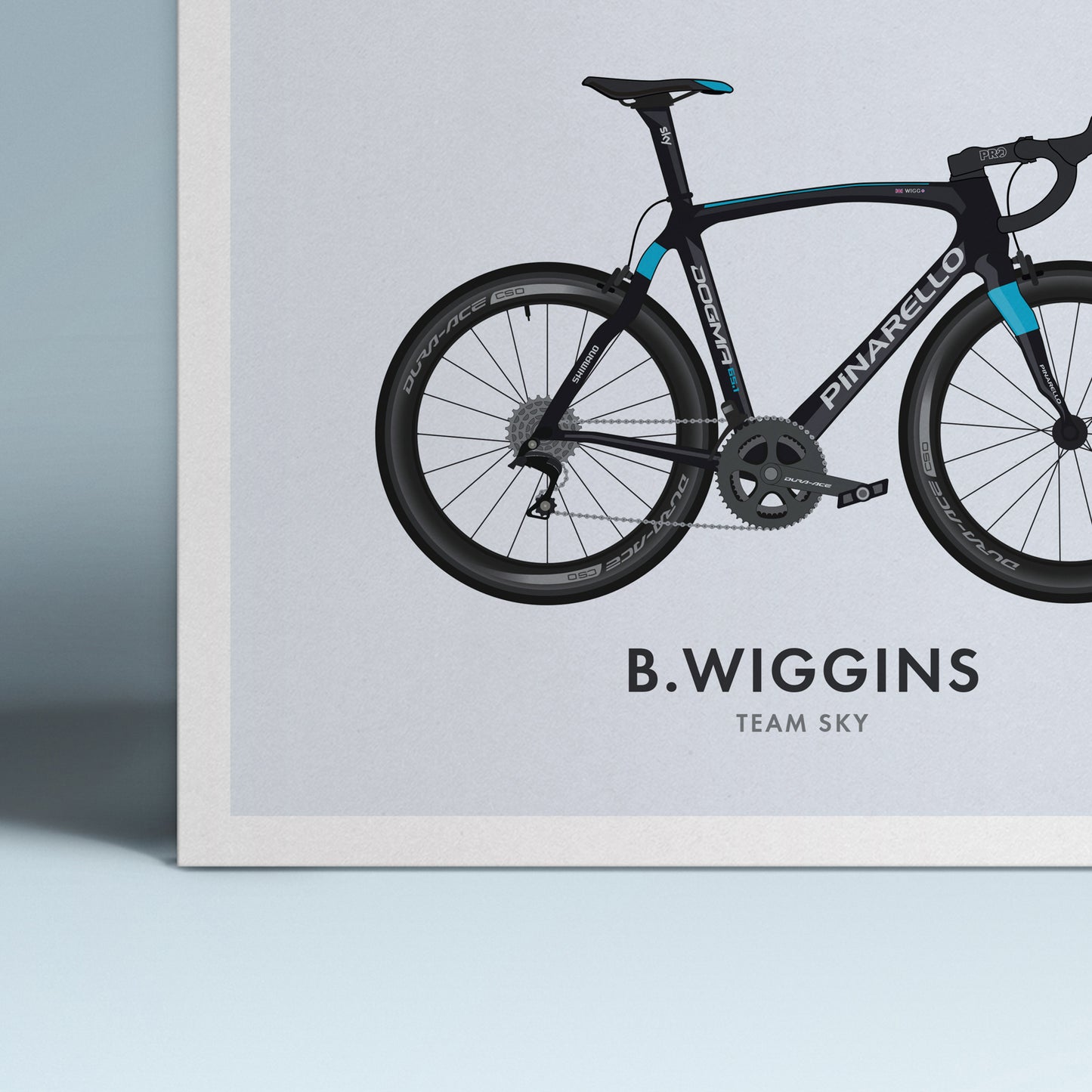 Bradley Wiggins British Cycling Art Print -Jersey & Bicycle Illustration