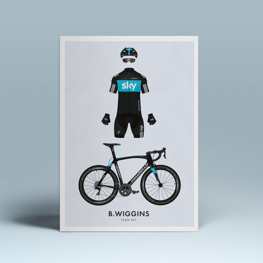 Bradley Wiggins British Cycling Art Print -Jersey & Bicycle Illustration