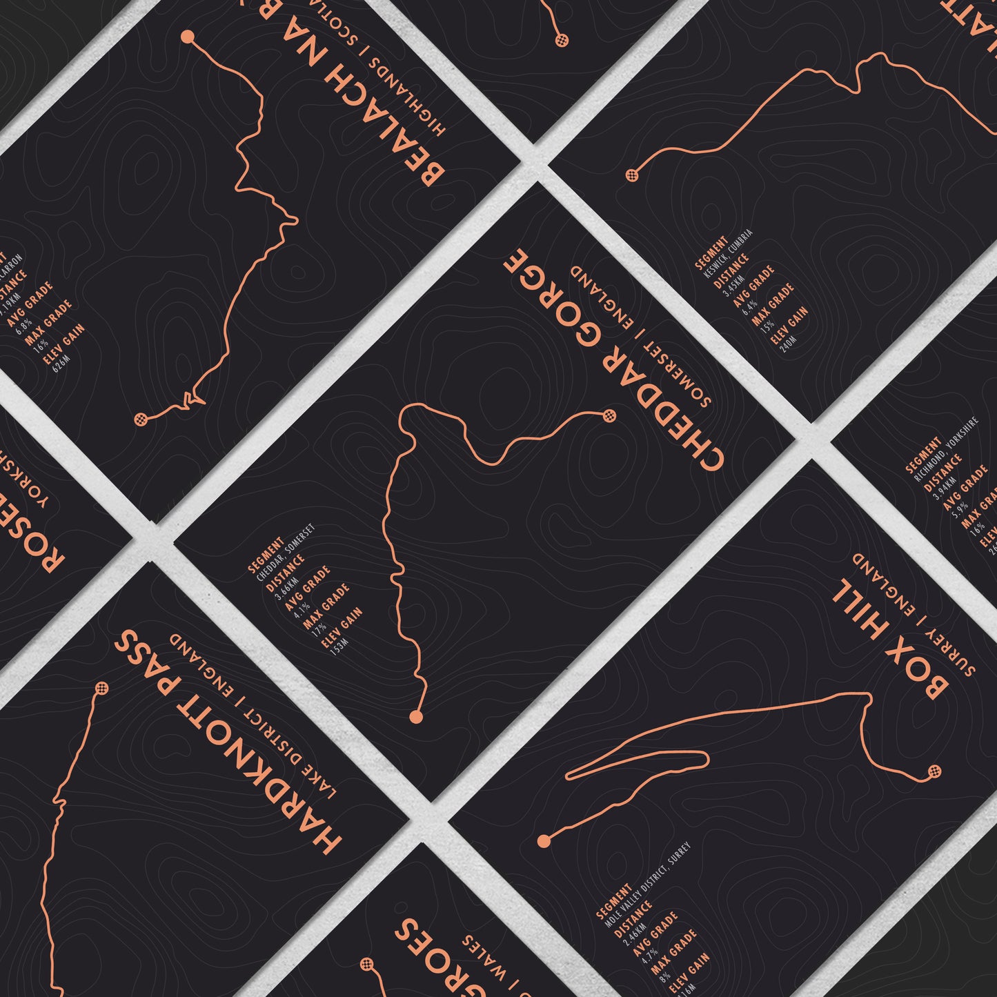 UK Bucket List Climbs - Cycling Route Achievement Cards - Cycling Gifts