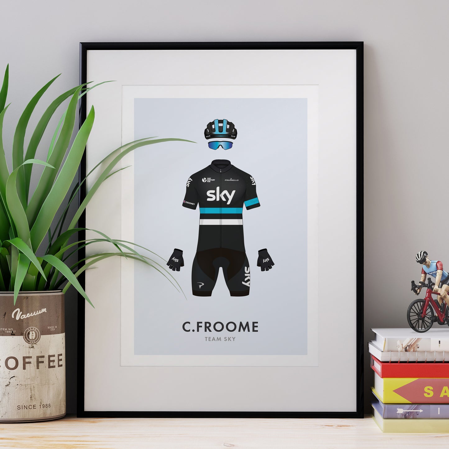 Chris Froome Cycling Art Print -Jersey & Bicycle Illustration