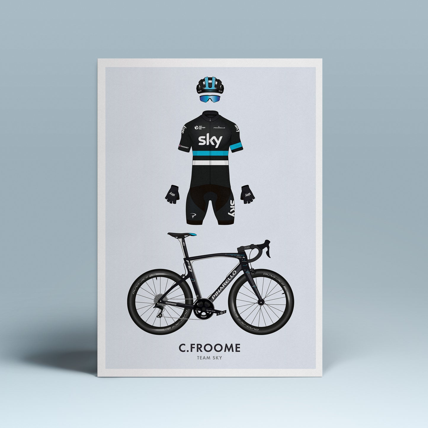 Chris Froome Cycling Art Print -Jersey & Bicycle Illustration