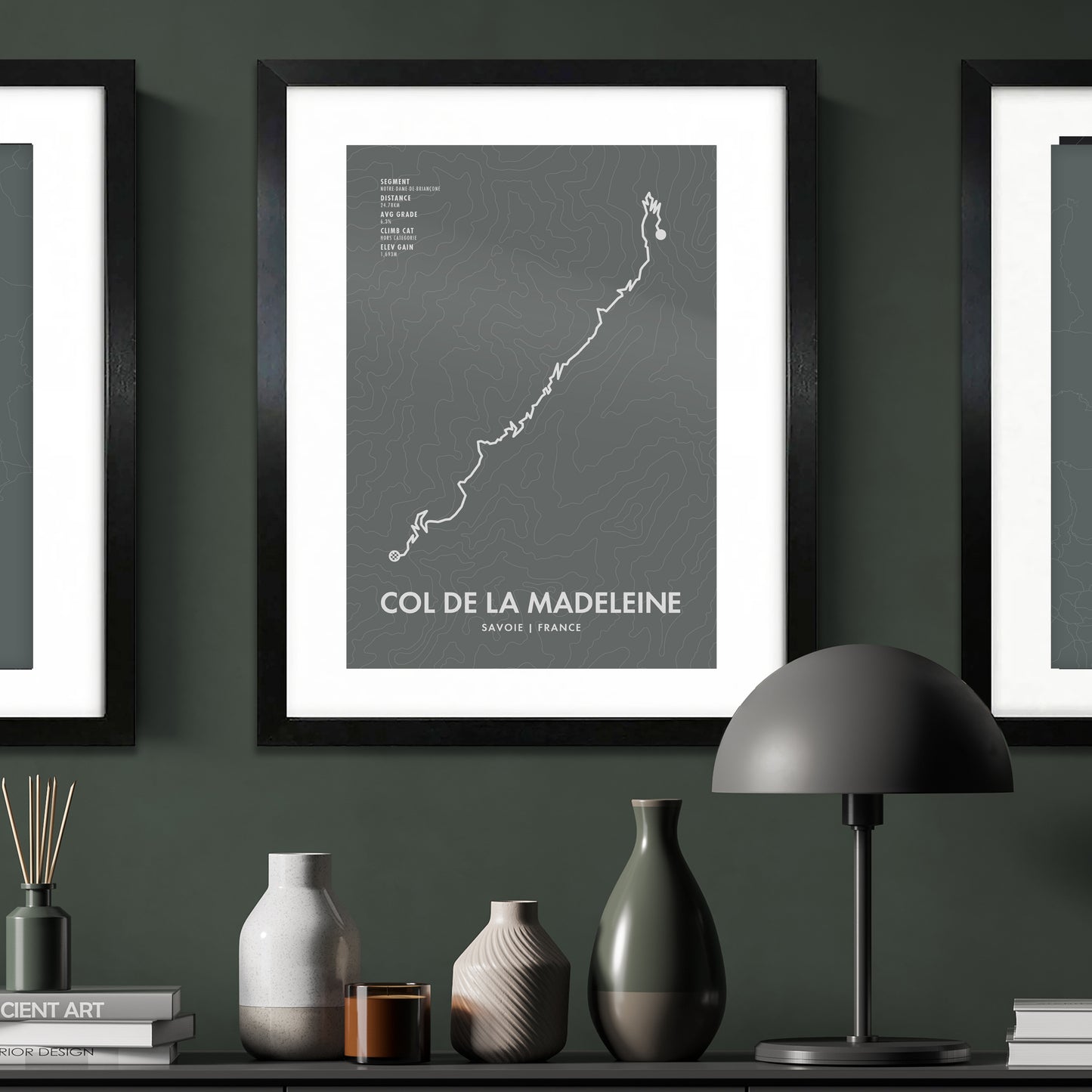 Col De La Madeleine Cycling Art Print - Route Map with Personalise Options
