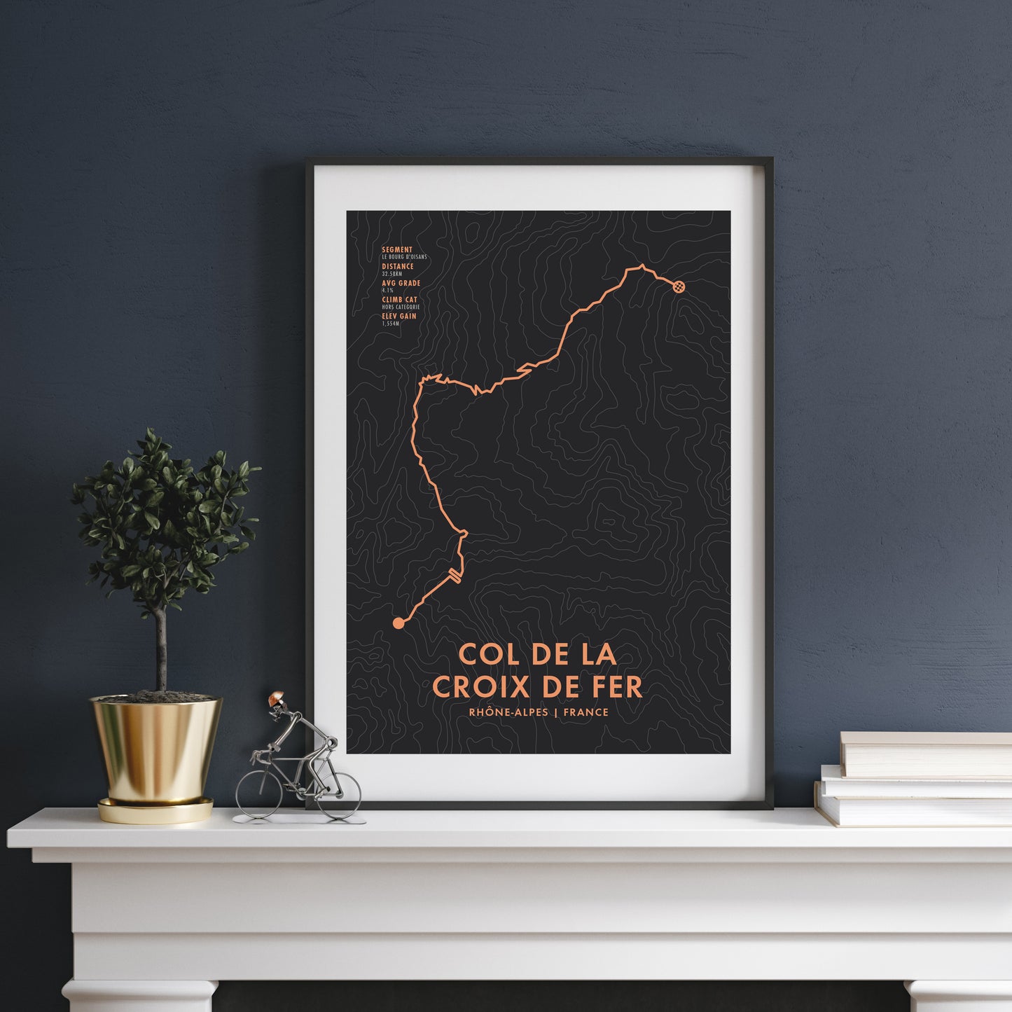 Col de la Croix de Fer - Personalised Cycling Art Print Route Map