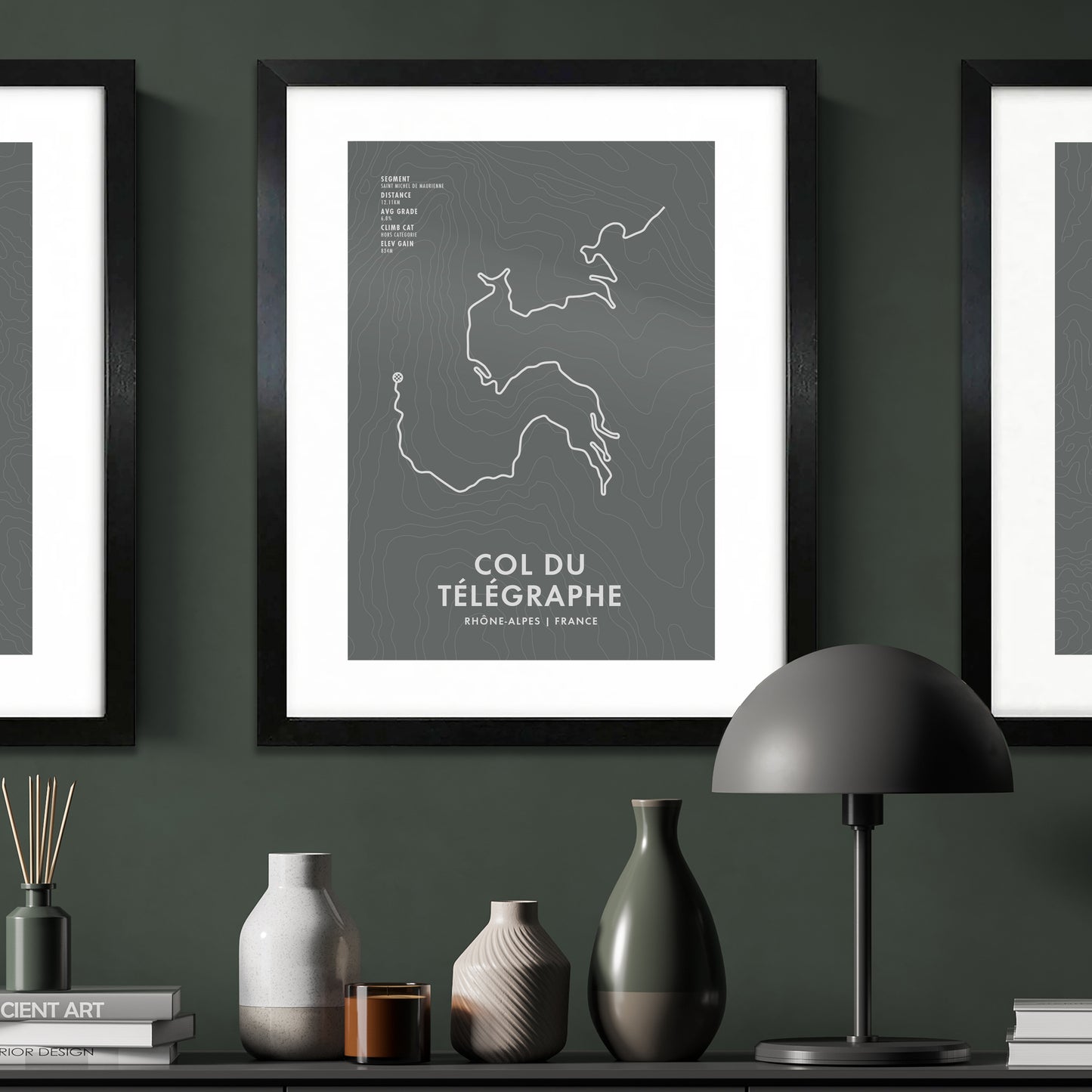 Col du Télégraphe Cycling Art Print - Route Map with Personalisation