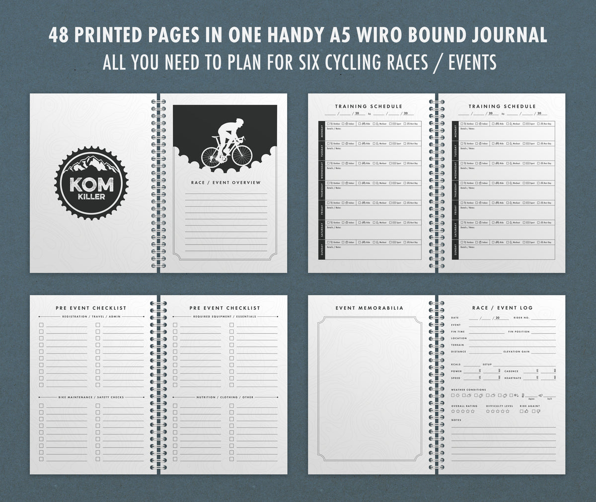 Cycling Journal Planner - Event Logbook, Training Schedule, Checklists ...