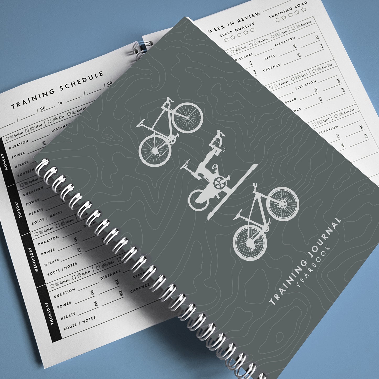 Cycling Training Journal - Gifts for Cyclists - A5 Wiro Bound Yearbook Planner