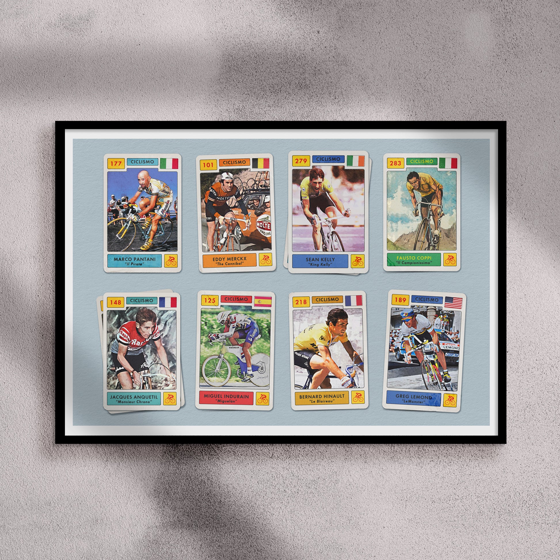 Retro Cycling Art Poster - Classic Rider Trading Cards Print- Gifts for  Cyclists