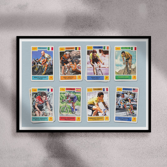 Retro Cycling Art Poster - Classic Rider Trading Cards Print- Gifts for Cyclists