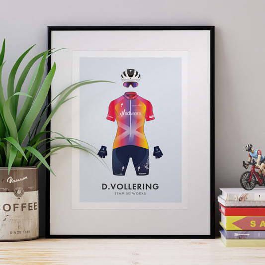 Demi Vollering Cycling Art Print -Jersey & Bicycle Illustration