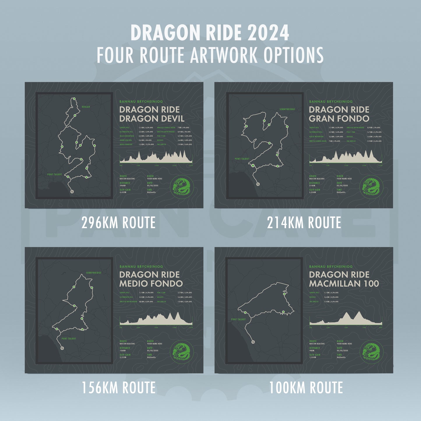 Dragon Ride Sportive - Personalised Gran Fondo Cycling Wall Art