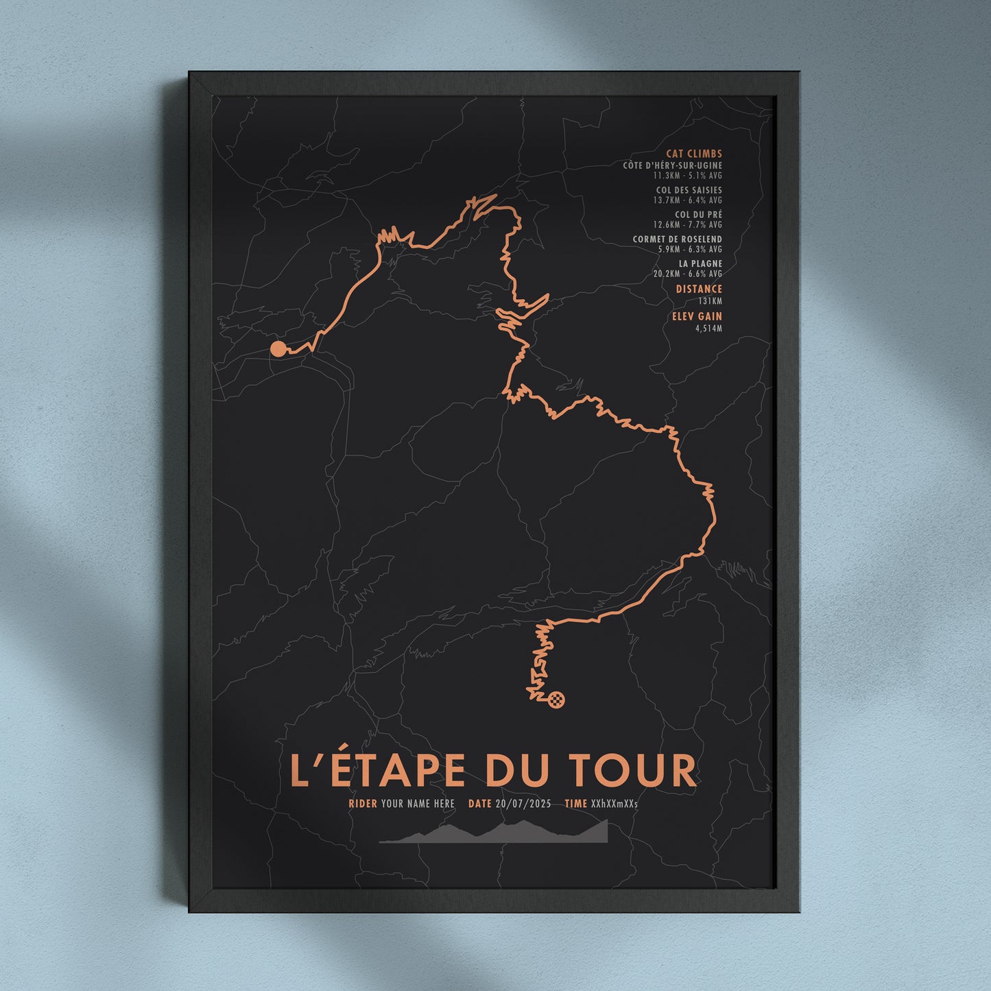 L'Etape du Tour de France 2025 - Personalised Cycling Route Map