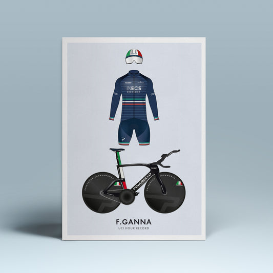 Filippo Ganna Cycling Art Print -Jersey & Bicycle Illustration