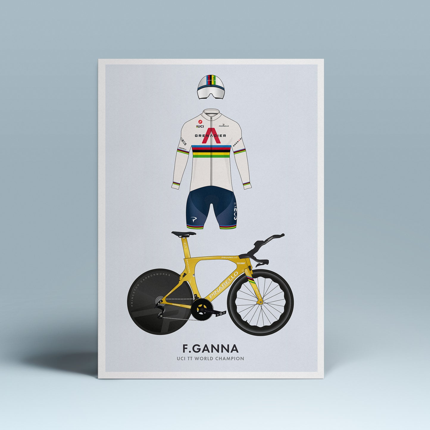 Filippo Ganna Cycling Art Print -Jersey & Bicycle Illustration