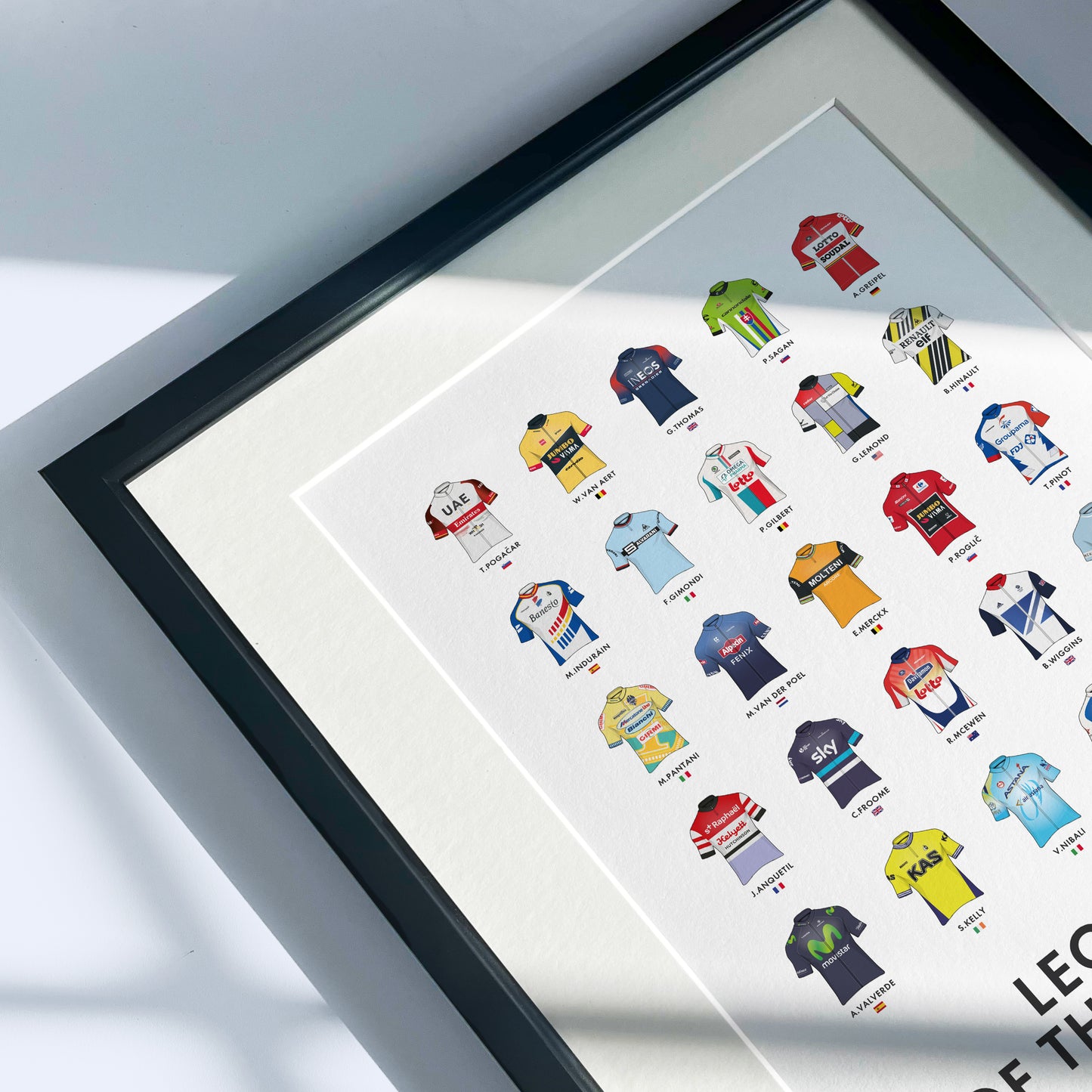 Legends of the Peloton - Professional Cycling Heroes Jersey Art Print